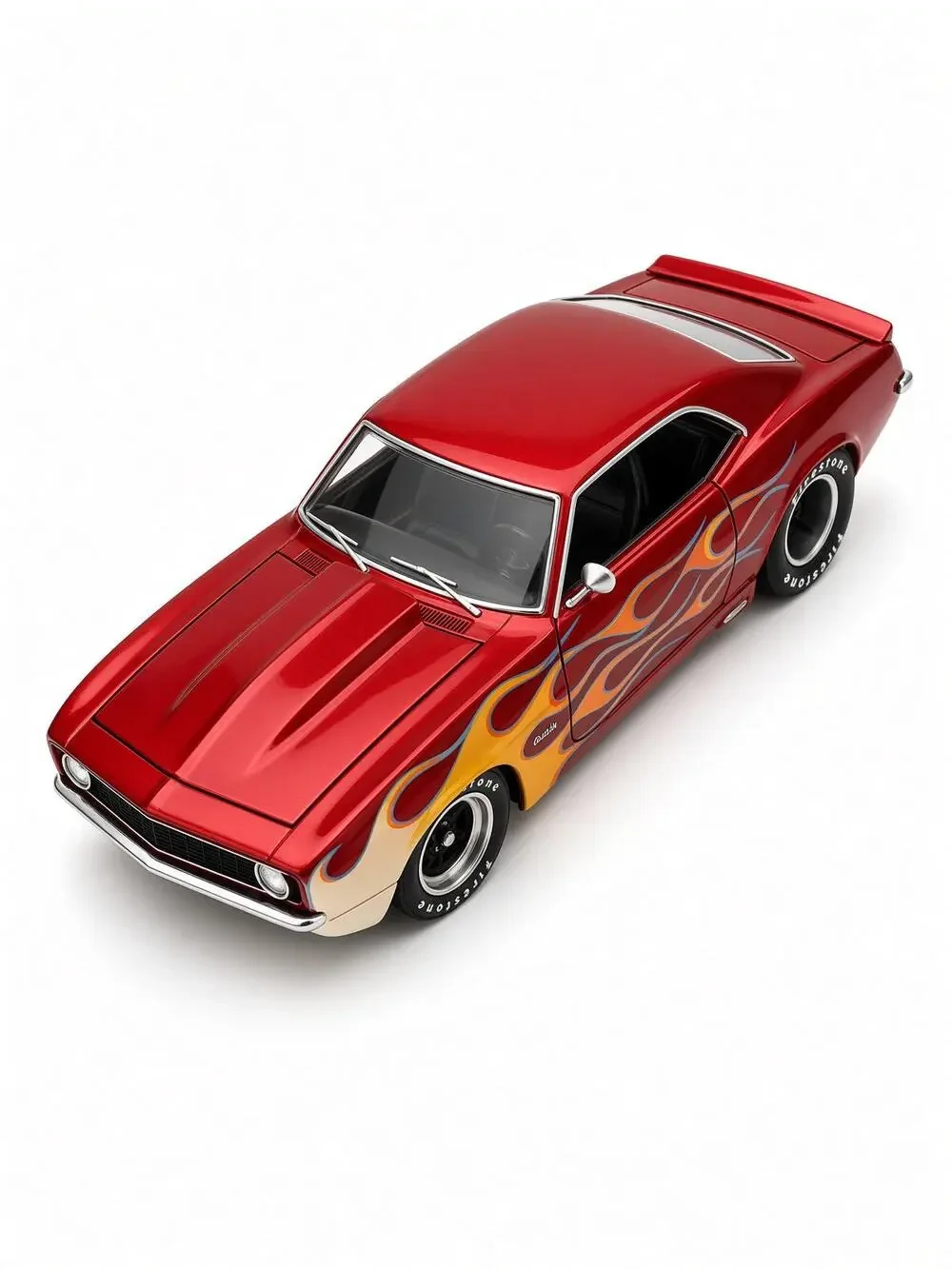 Jada Bigtime Muscle Camaro Diecast Car Red Flame Custom Hot Rod 1:24 Scale